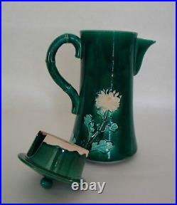 Art Nouveau Awaji Hand Thrown Pottery Green Monochrome 10-piece Coffee Tea set