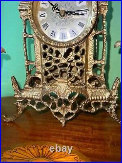 Art Nouveau Brass 3 pce Garniture clock set