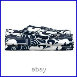 Art Nouveau Cats Navy Blue Silver Lined 100% Cotton Sateen Sheet Set by Roostery