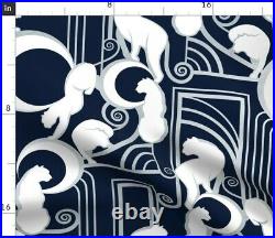 Art Nouveau Cats Navy Blue Silver Lined 100% Cotton Sateen Sheet Set by Roostery