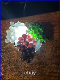 Art Nouveau Czech Glass Individual Grape Clusters Green, Amethyst Clear Set Of 3