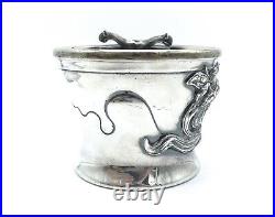 Art Nouveau Derby Silver Co. Cup Shaving Set, Straight Razor & Brush