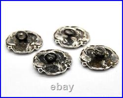 Art Nouveau Edwardian Sterling Silver Buttons, Set Of Four