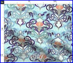Art Nouveau Enamel Deco Botanical Aqua 100% Cotton Sateen Sheet Set by Roostery