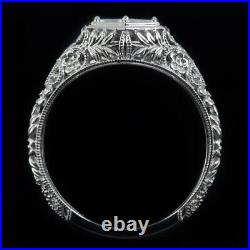 Art Nouveau Engagement Ring Setting Vintage Floral Semi-mount 14k Wg Antique 6mm