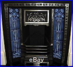 Art Nouveau Fireplace Tile Set (2 X 5 Tile Panels) Ref An25 Blue