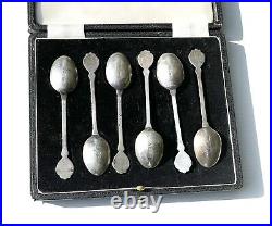 Art Nouveau Flower Liberty Style Silver Hallmarked Enamel Spoon Set