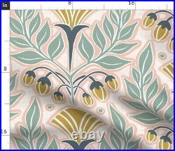 Art Nouveau Flowers Blush Pink 100% Cotton Sateen Sheet Set by Spoonflower