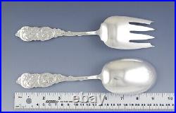 Art Nouveau Frank Whiting Gladstone Sterling Silver Salad Fork Spoon Serving Set