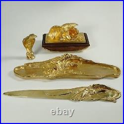 Art Nouveau French Gilt Bronze Desk Set by Albert Marionnet, Eagles