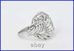 Art Nouveau Fully Paved Set Brilliant-Cut 1.16CT Lab-Created Diamonds Swirl Ring