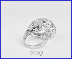 Art Nouveau Fully Paved Set Brilliant-Cut 1.16CT Lab-Created Diamonds Swirl Ring