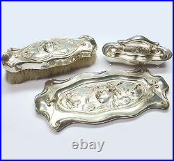 Art Nouveau Genuine 925 Silver Ladies Grooming Set