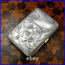 Art Nouveau German 800 Silver Smoker's Set Cigarette Case Vesta Match Safe Cigar