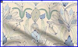 Art Nouveau Inspired Floral Cream 100% Cotton Sateen Sheet Set by Spoonflower