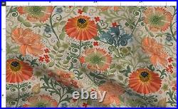 Art Nouveau Light Taupe Floral 100% Cotton Sateen Sheet Set by Spoonflower