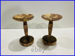 Art Nouveau Marble & Bronze Cassolette Candlestick Holders- Set of 2