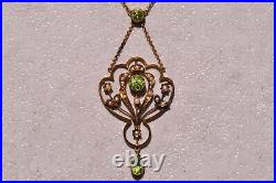 Art Nouveau Necklace Set with Peridot and Seed Pearl