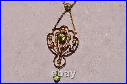 Art Nouveau Necklace Set with Peridot and Seed Pearl