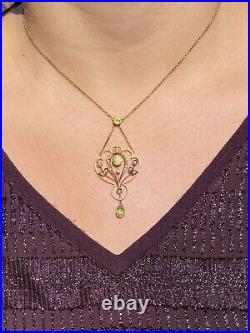 Art Nouveau Necklace Set with Peridot and Seed Pearl