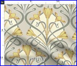 Art Nouveau Neutral Modernism 1900S 100% Cotton Sateen Sheet Set by Spoonflower