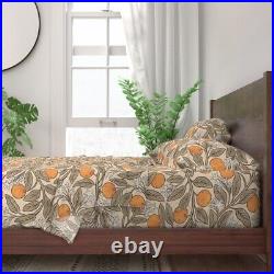 Art Nouveau Oranges Neutral Summer 100% Cotton Sateen Sheet Set by Spoonflower