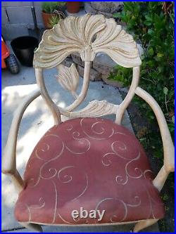 Art Nouveau Phyllis Morris Style Floral Carved wood set of 6 armchairs