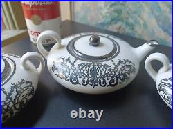 Art Nouveau Porcelain & Sterling Silver Overlay Tea Set Small Germany Austria