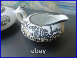 Art Nouveau Porcelain & Sterling Silver Overlay Tea Set Small Germany Austria