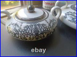 Art Nouveau Porcelain & Sterling Silver Overlay Tea Set Small Germany Austria