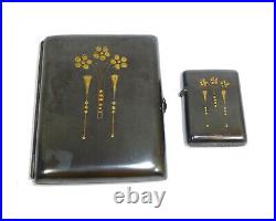 Art Nouveau Set Iron Cigarette Case Cigarette Holder Amber Verita