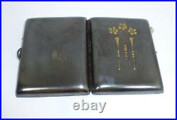 Art Nouveau Set Iron Cigarette Case Cigarette Holder Amber Verita