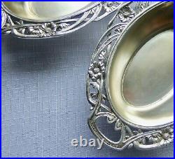 Art Nouveau Set of TWO Open Work 800 Silver Candy Dishes from Germany Ornate
