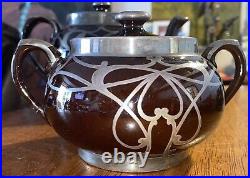 Art Nouveau Silver Overlay Teapot Set