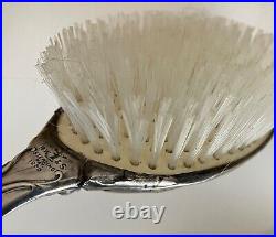 Art Nouveau Sterling Set 3 Vanity R. Wallace & Son Cut Glass Powder Brush Mirror