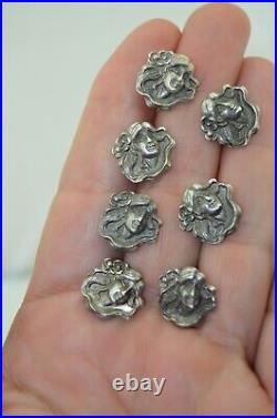 Art Nouveau Sterling Silver & Button Set