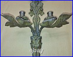 Art Nouveau Style Large Solid Brass Candle Sconces Set of 2