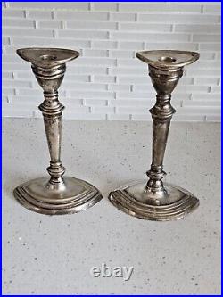 Art Nouveau Style Silver Plate Candleholder Set Vintage BOMBAY Company 10x6x4