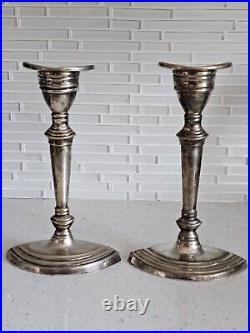 Art Nouveau Style Silver Plate Candleholder Set Vintage BOMBAY Company 10x6x4