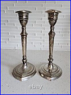 Art Nouveau Style Silver Plate Candleholder Set Vintage BOMBAY Company 10x6x4