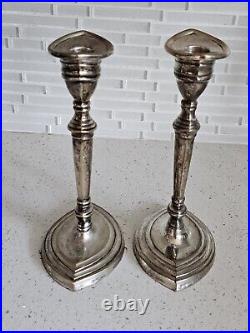 Art Nouveau Style Silver Plate Candleholder Set Vintage BOMBAY Company 10x6x4