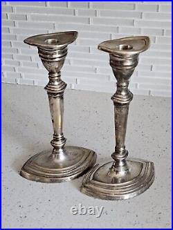 Art Nouveau Style Silver Plate Candleholder Set Vintage BOMBAY Company 10x6x4