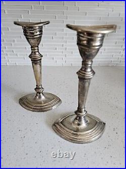 Art Nouveau Style Silver Plate Candleholder Set Vintage BOMBAY Company 10x6x4