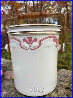 Art Nouveau Vintage Camen Porcelain Wash Set Pink Flowers Nine Pieces Pink Gold