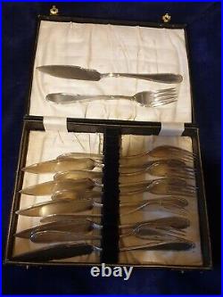 Art Nouveau WMF Cruciate Ligament Louis XVI fish set 12 piece boxed c1895-1910