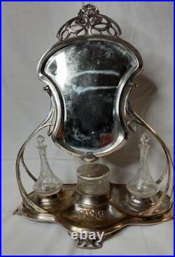 Art Nouveau WMF Electroplated Mirror and Dressing Set