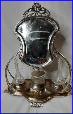 Art Nouveau WMF Electroplated Mirror and Dressing Set