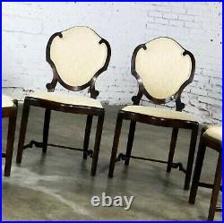 Art Nouveau or Art Deco Shield Back Antique Dining Chairs Set of Four