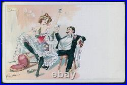 Art Nouveau sg Mouton Moulin Rouge cancan postcard set of 6 original 1900s lot