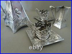 Art Nouveau silver plate on Pewter Coffee set. Circa 1900. Marked